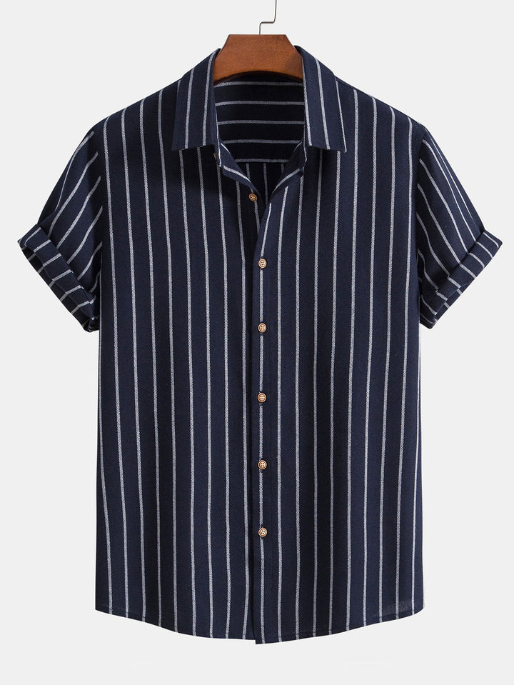 Cotton Blend Striped Button-Down Shirt