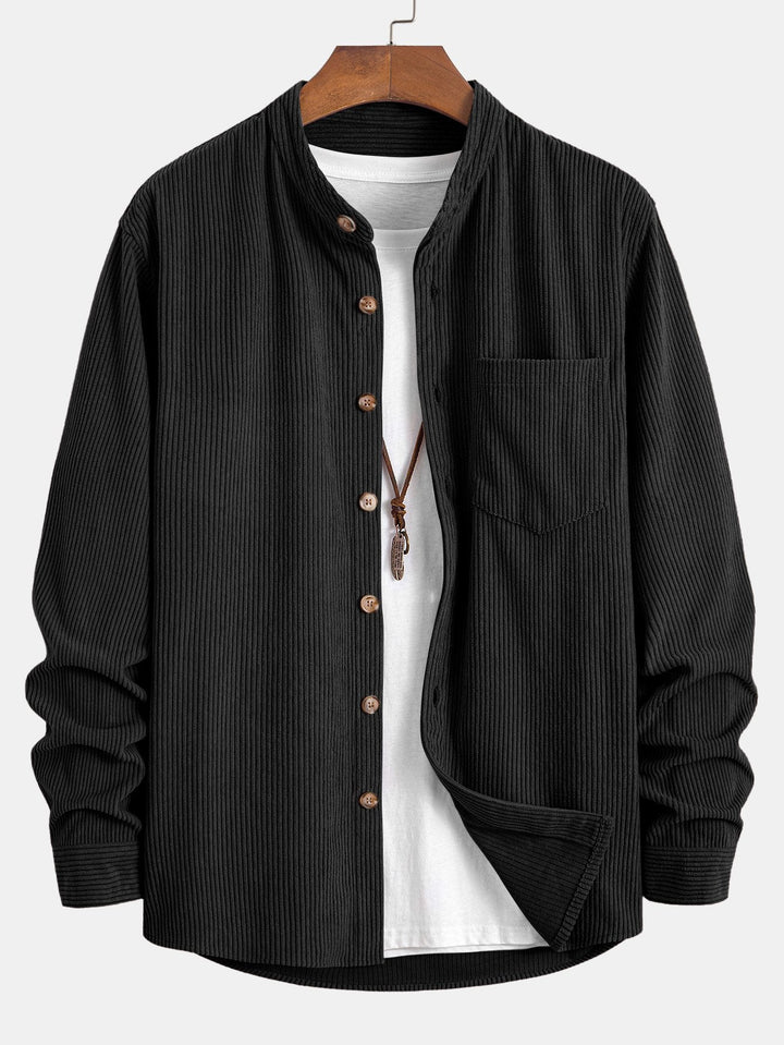 Corduroy Stand-Up Collar Shirt
