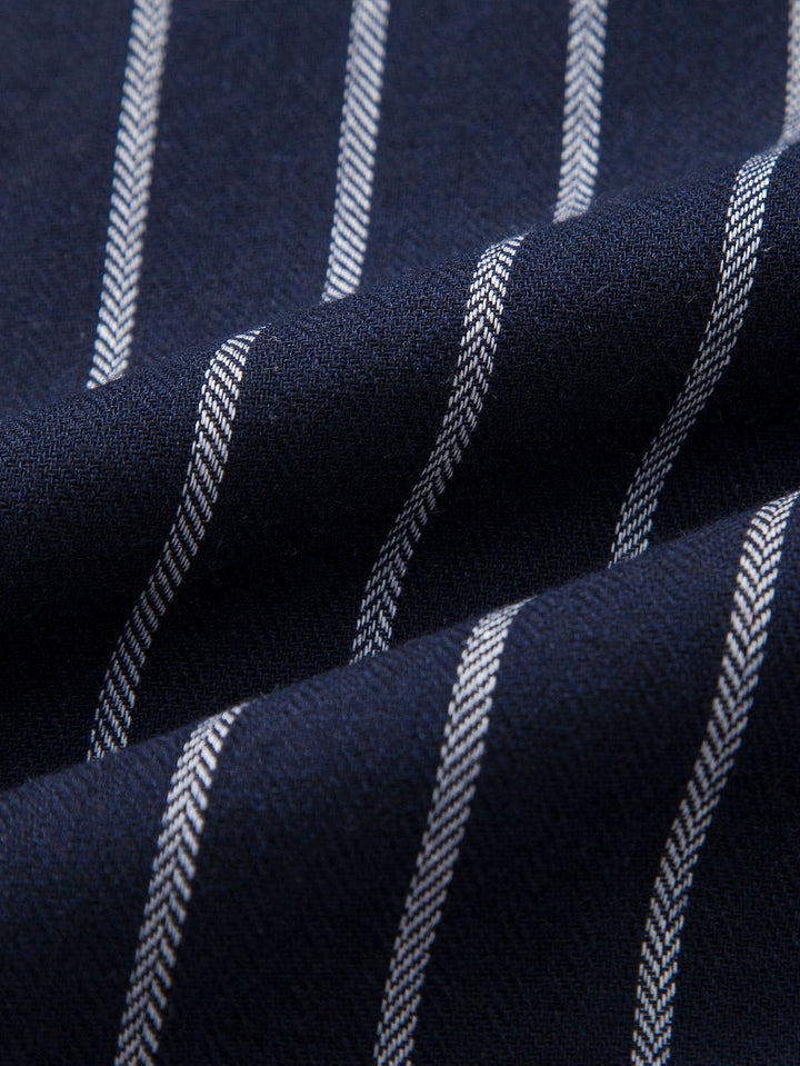 Cotton Blend Striped Button-Down Shirt